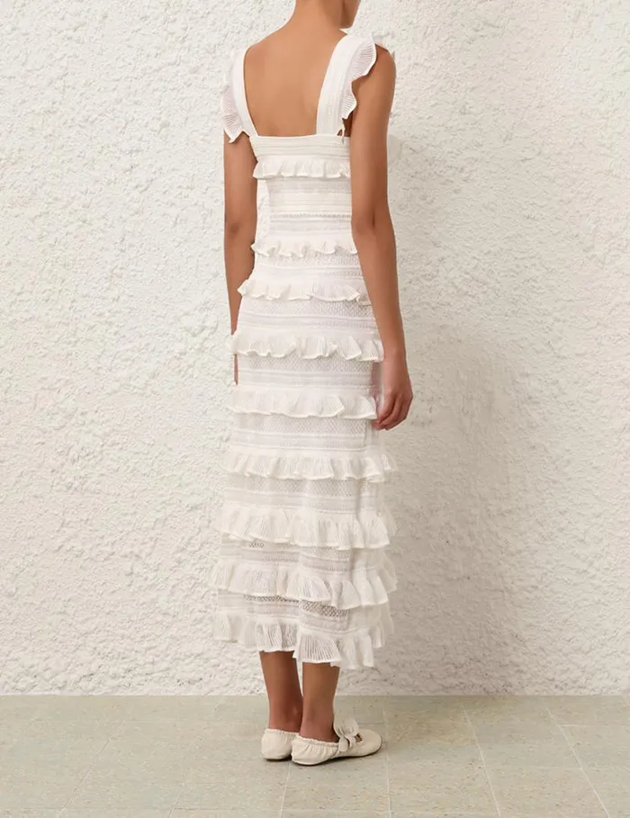 Zimmermann Knitwear Natura Ruffle Dress Parchment 8211 Women