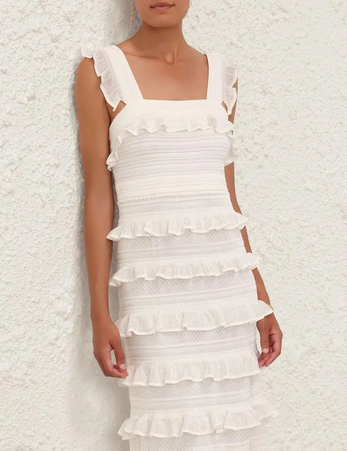 Zimmermann Knitwear Natura Ruffle Dress Parchment 8211 Women