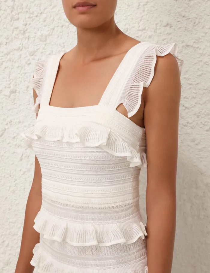 Zimmermann Knitwear Natura Ruffle Dress Parchment 8211 Women