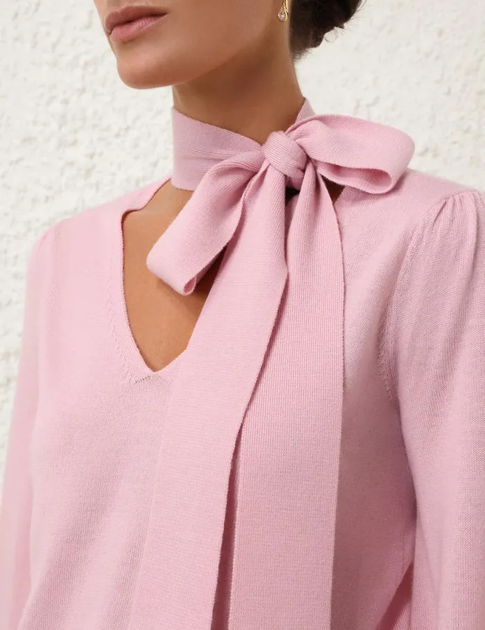 Zimmermann Knitwear Tie Neck Sweater Lipstick 8211 Women