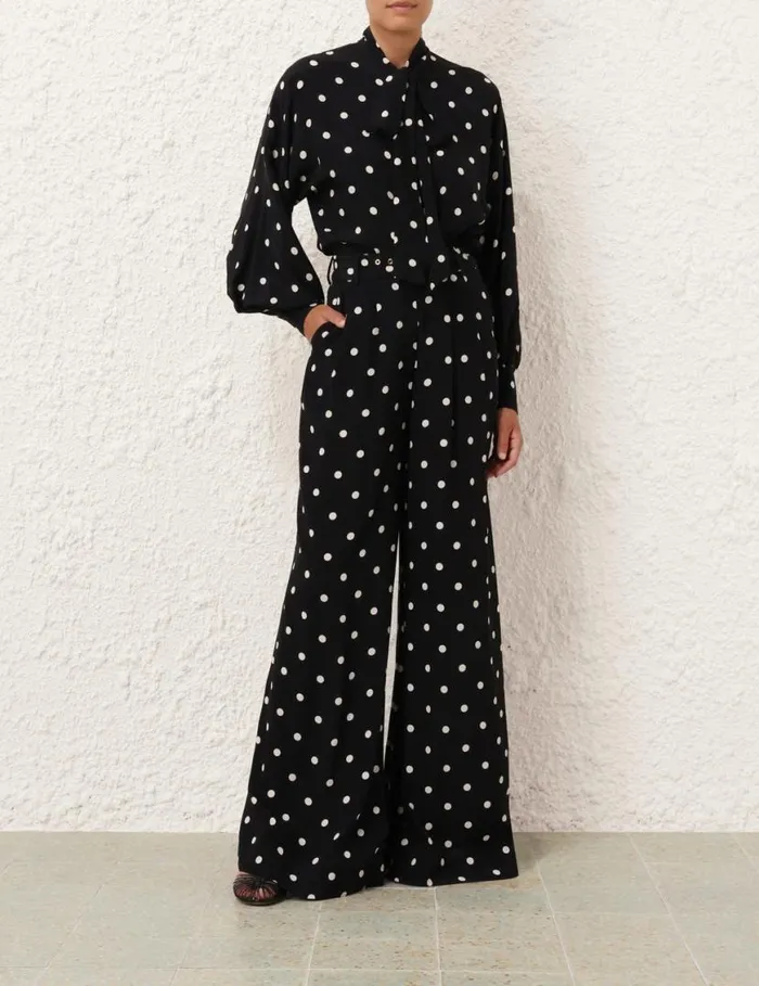 Zimmermann Shorts and Pants Double Tuck Pant Black W Cream Dot 8211 Women