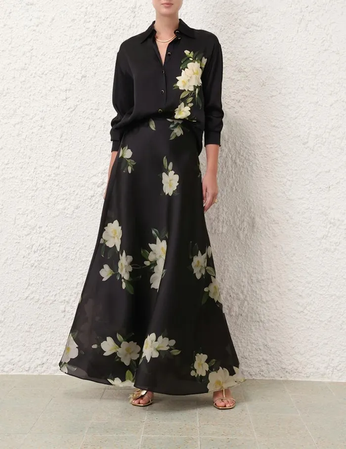 Zimmermann Skirts Harmony Flare Skirt Black Magnolia 8211 Women