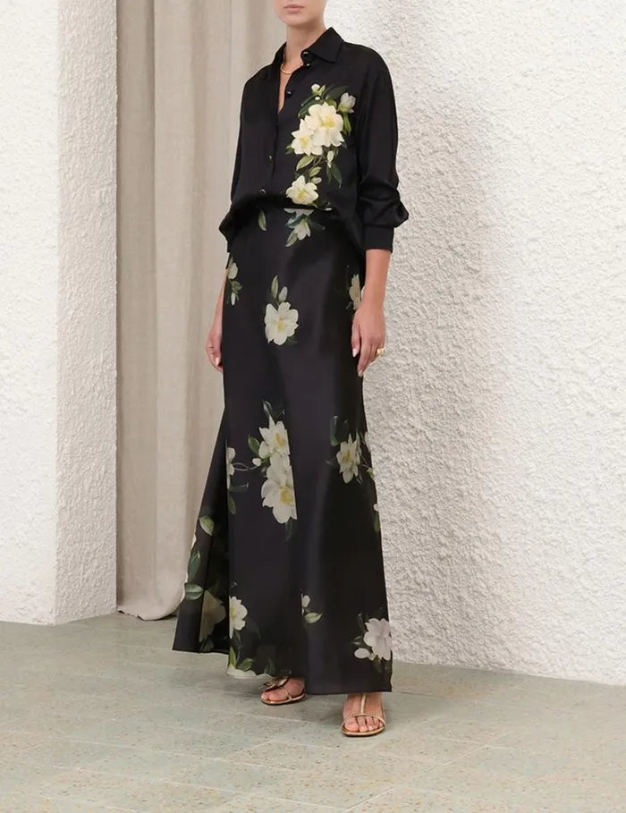 Zimmermann Skirts Harmony Flare Skirt Black Magnolia 8211 Women