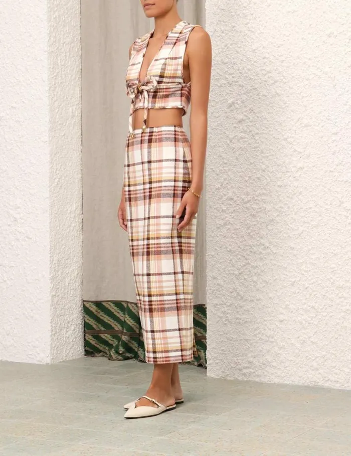 Zimmermann Skirts Matchmaker Check Pencil Skirt Cream Check 8211 Women