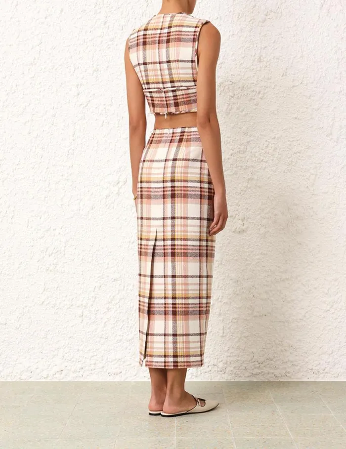 Zimmermann Skirts Matchmaker Check Pencil Skirt Cream Check 8211 Women