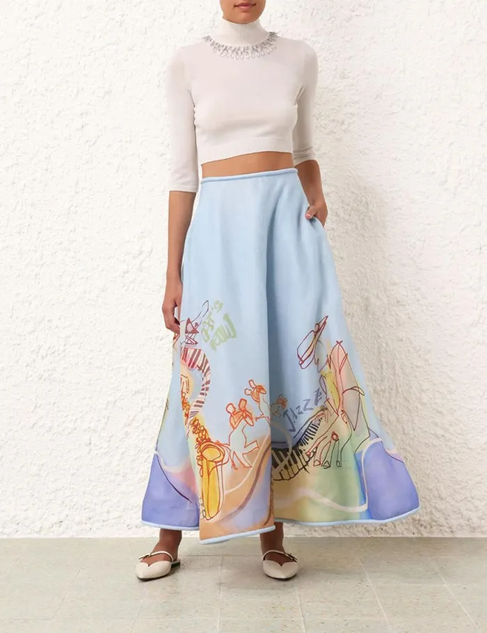 Zimmermann Skirts Matchmaker Poster Flare Skirt Poster Print 8211 Women