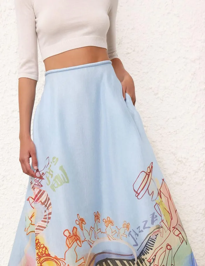 Zimmermann Skirts Matchmaker Poster Flare Skirt Poster Print 8211 Women