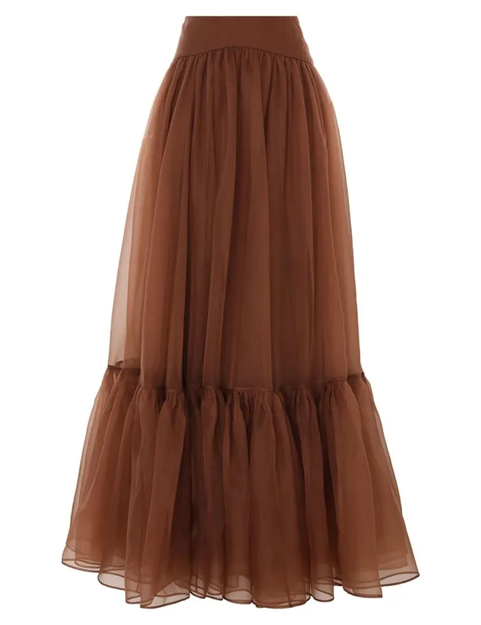 Zimmermann Skirts Natura Gathered Skirt Toffee 8211 Women