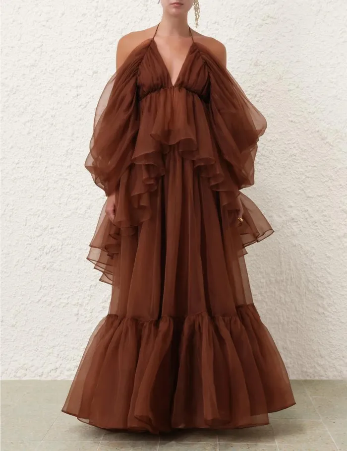 Zimmermann Skirts Natura Gathered Skirt Toffee 8211 Women