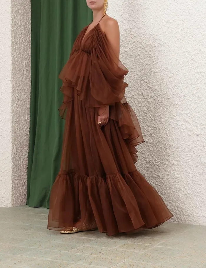 Zimmermann Skirts Natura Gathered Skirt Toffee 8211 Women