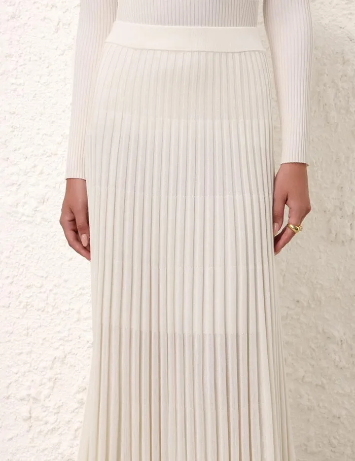 Zimmermann Skirts Pleated Midi Skirt Parchment 8211 Women