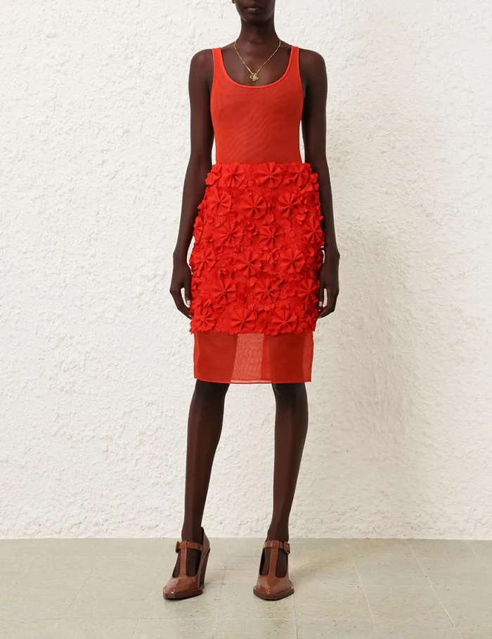 Zimmermann Skirts Tranquillity Midi Skirt Tomato 8211 Women