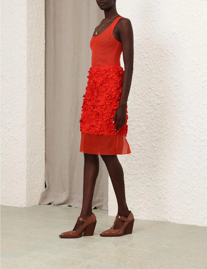 Zimmermann Skirts Tranquillity Midi Skirt Tomato 8211 Women