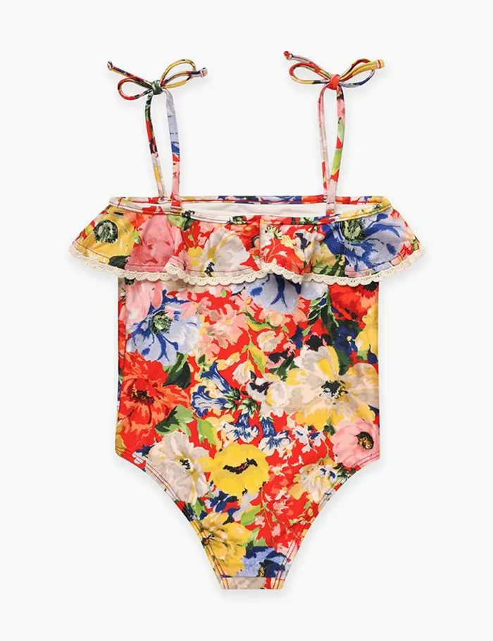 Zimmermann Swimwear Alight Trim Frill 1PC Red Floral 8211 Kids