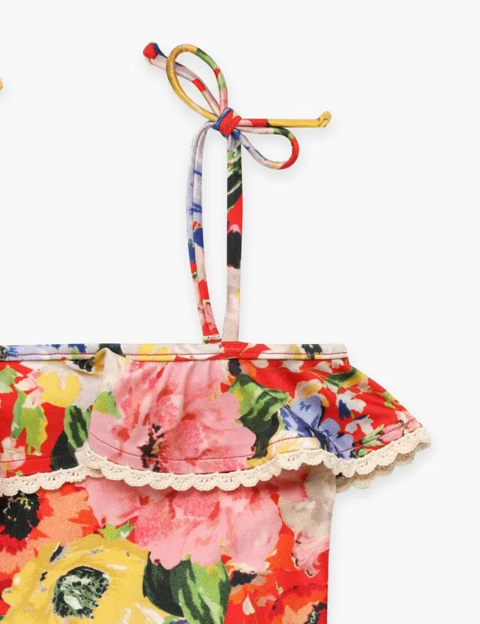 Zimmermann Swimwear Alight Trim Frill 1PC Red Floral 8211 Kids