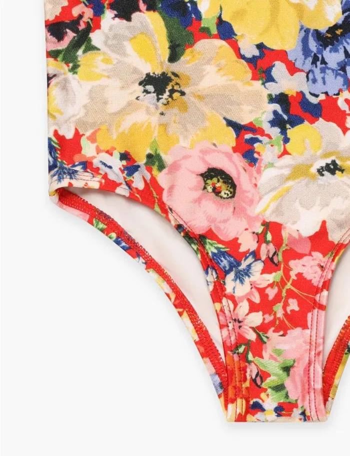 Zimmermann Swimwear Alight Trim Frill 1PC Red Floral 8211 Kids