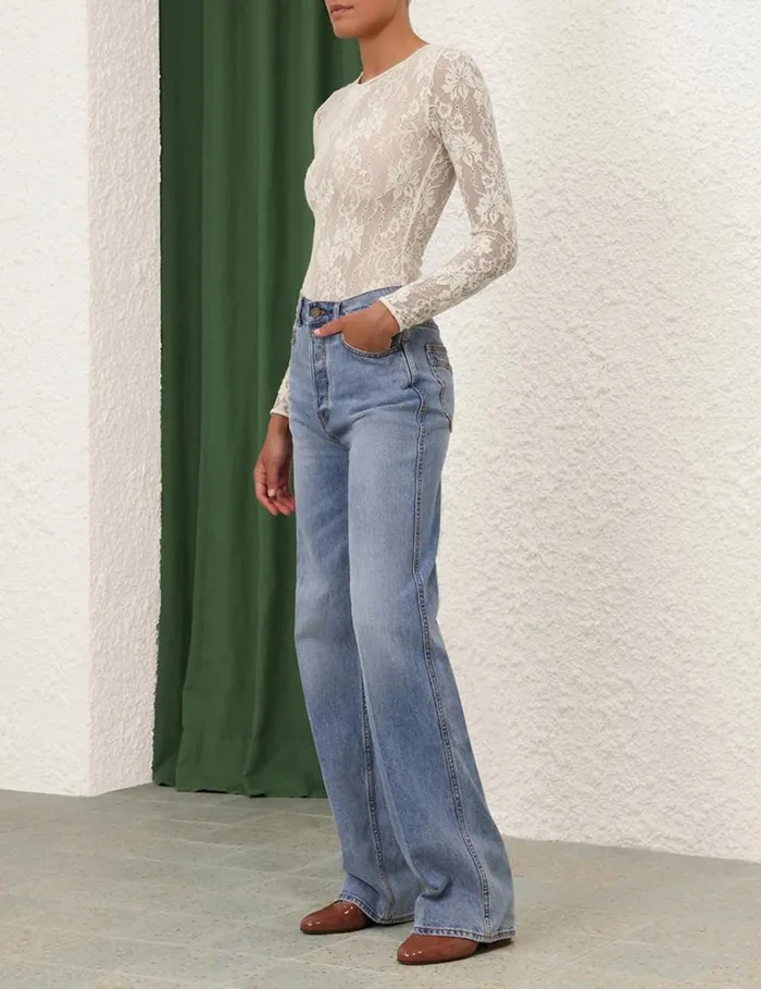 Zimmermann Tops Lace Bodysuit Cream 8211 Women