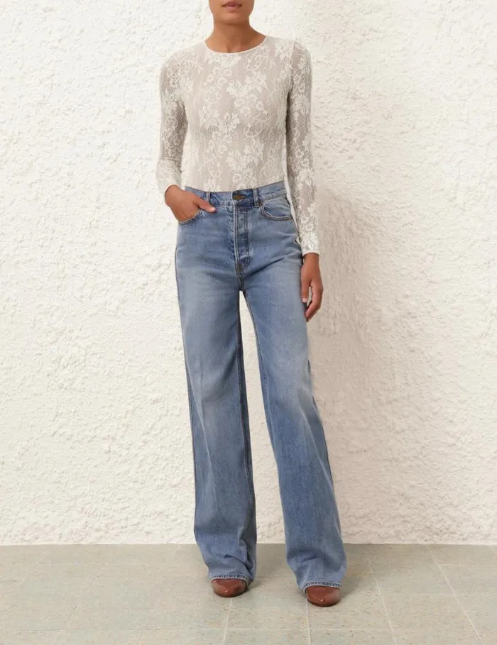 Zimmermann Tops Lace Bodysuit Cream 8211 Women