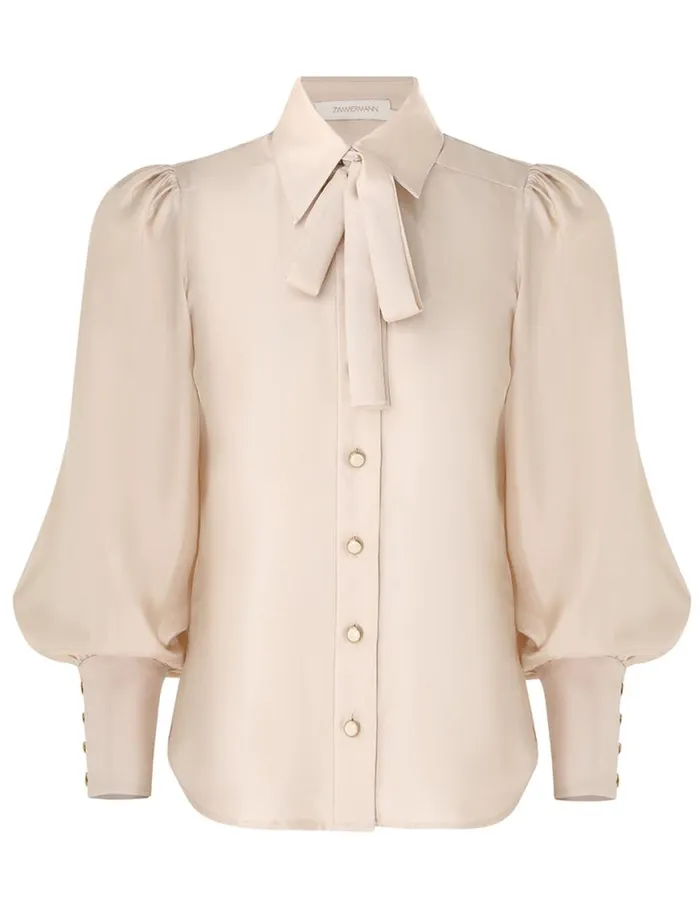 Zimmermann Tops Natura Blouson Shirt Pearl 8211 Women