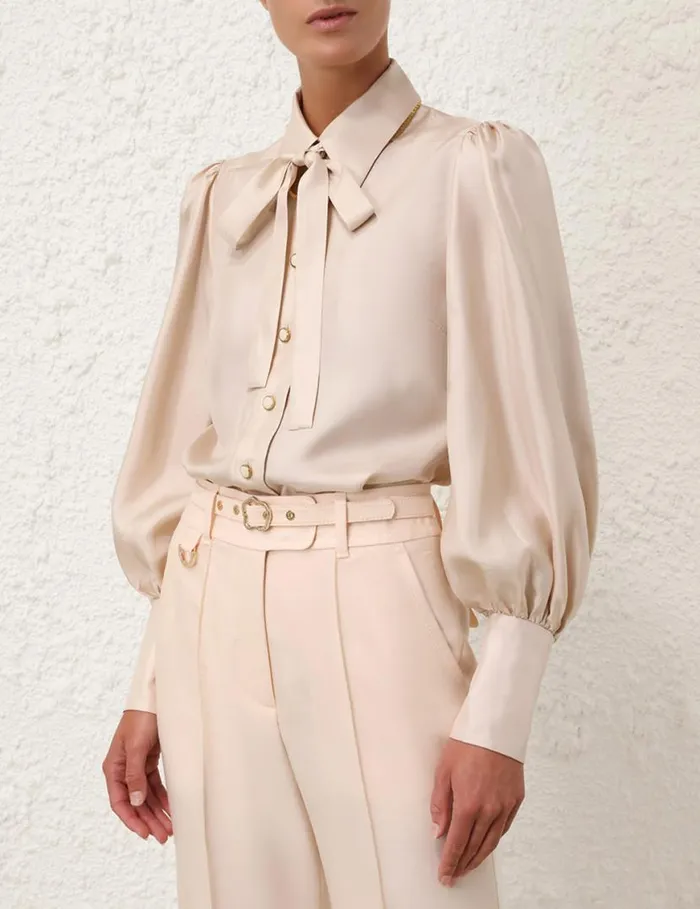Zimmermann Tops Natura Blouson Shirt Pearl 8211 Women