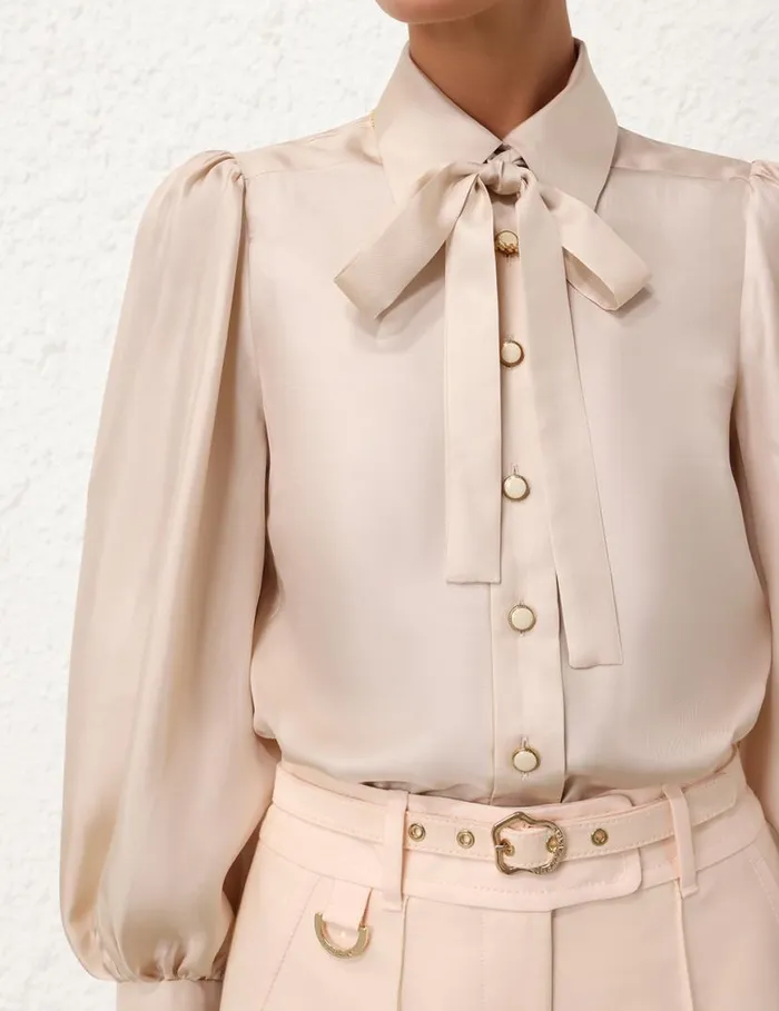 Zimmermann Tops Natura Blouson Shirt Pearl 8211 Women