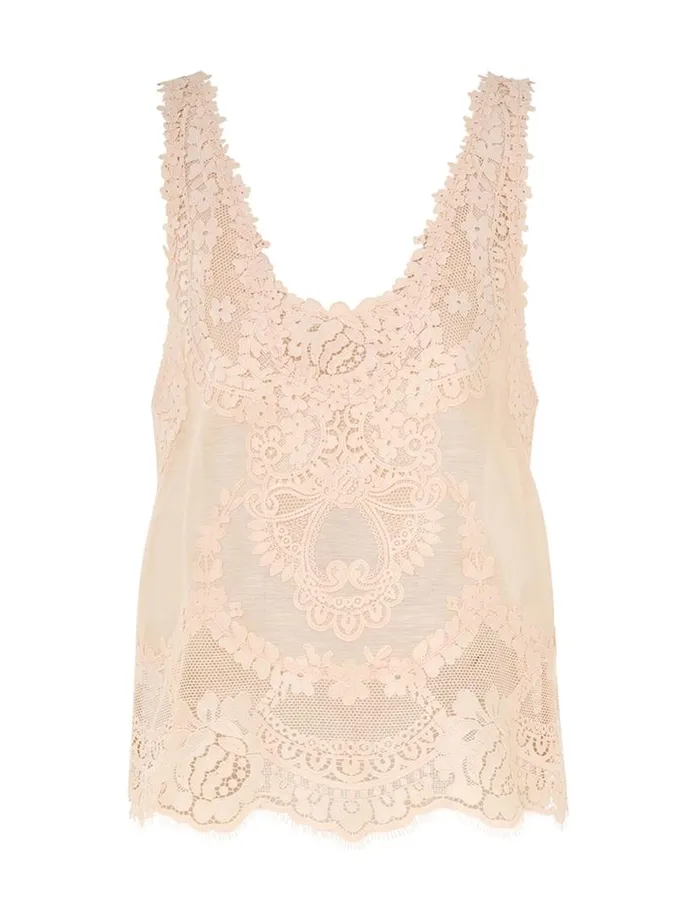 Zimmermann Tops Natura Lace Patch Tank Peach 8211 Women