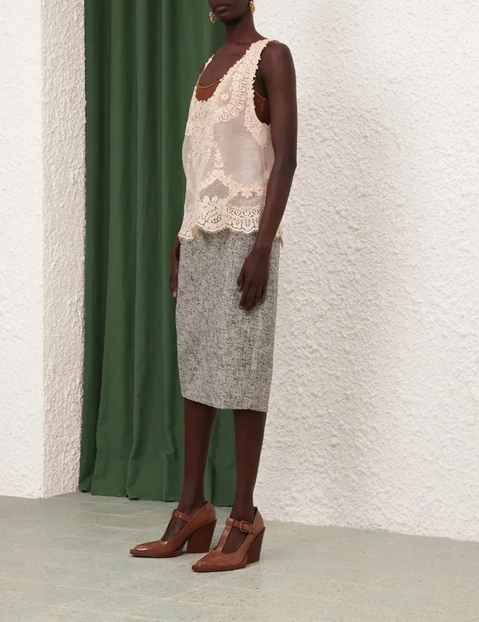 Zimmermann Tops Natura Lace Patch Tank Peach 8211 Women