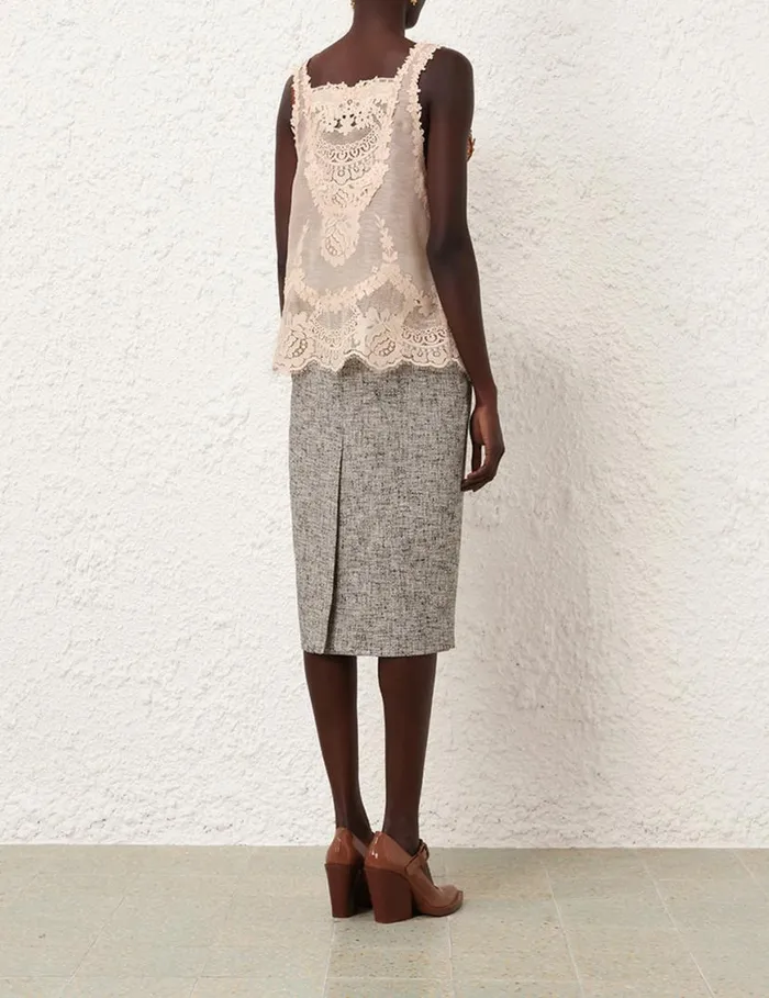 Zimmermann Tops Natura Lace Patch Tank Peach 8211 Women