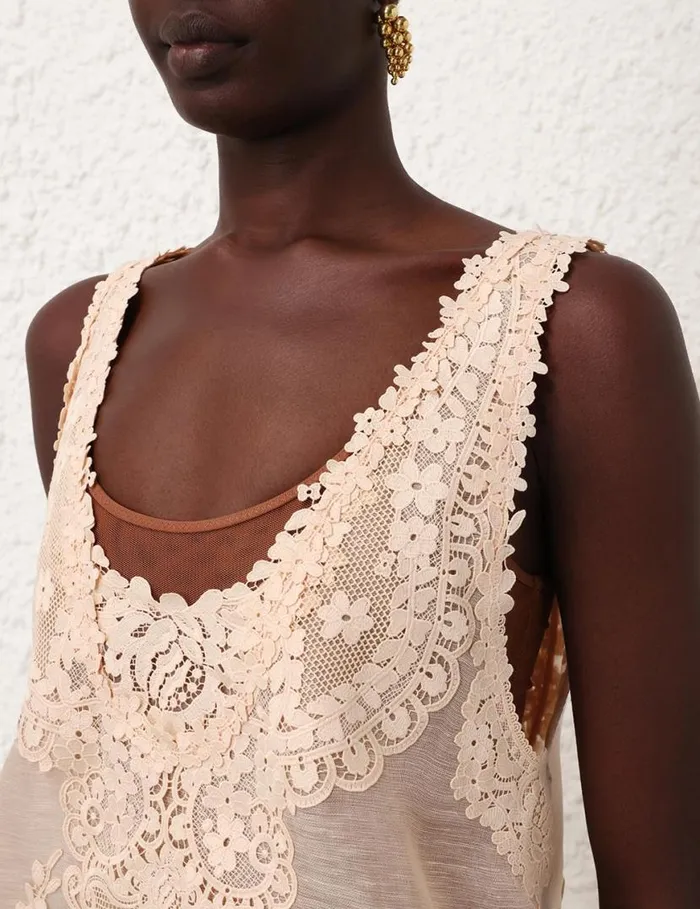 Zimmermann Tops Natura Lace Patch Tank Peach 8211 Women