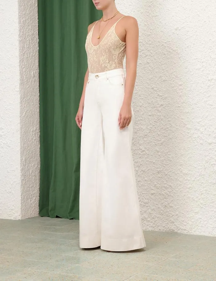 Zimmermann Tops Scoop Neck Bodysuit Parchment 8211 Women