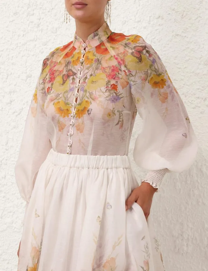 Zimmermann Tops Tranquillity Blouse Red Butterflies 8211 Women