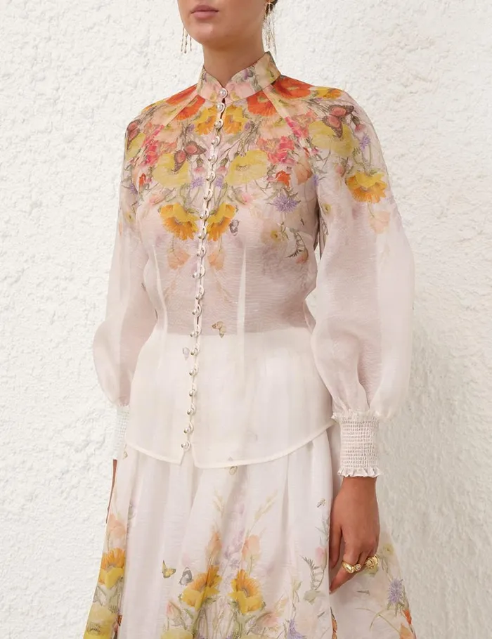 Zimmermann Tops Tranquillity Blouse Red Butterflies 8211 Women
