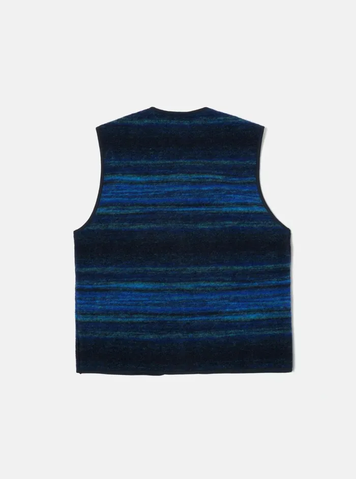 Zip Gilet In Blue Mississippi Fleece Men Universal Works Waistcoats and Gilets
