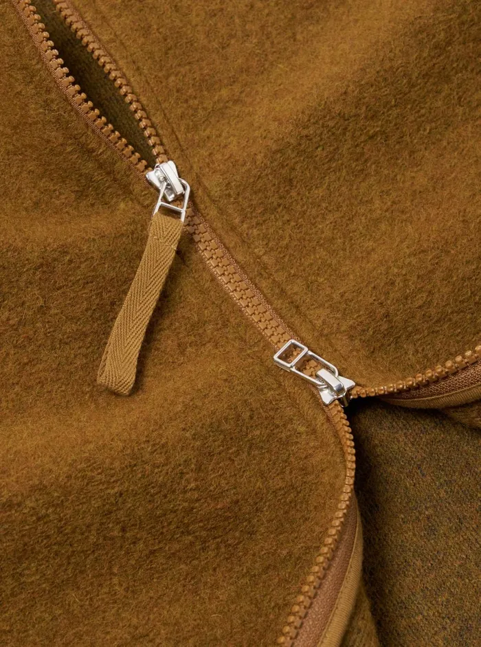 Zip Waistcoat In Mustard Wool Fleece Men Universal Works Fleece